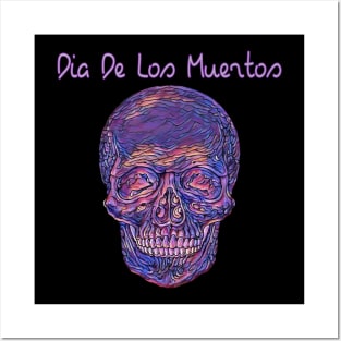 Purple Impressionist Skull Dia De Los Muertos Posters and Art